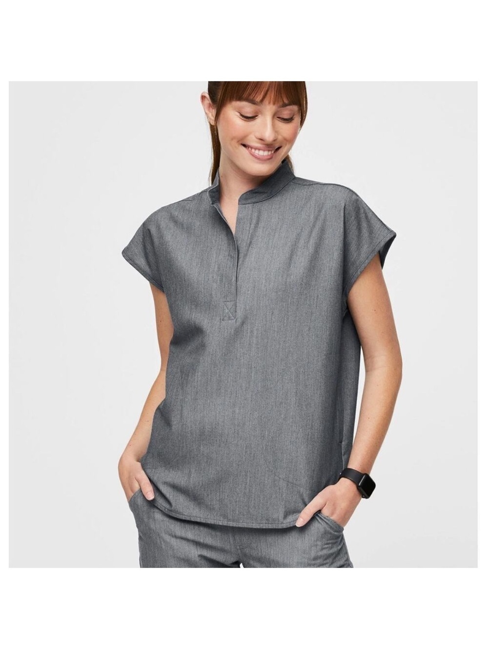 Figs Technical Collection Womens Rafaela Scrubs Top Size XS Graphite Grey Soft